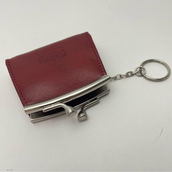 Wilsons Genuine Tan Leather Coin Purse Key Chain kiss Closure Vintage - Picture 8 of 10